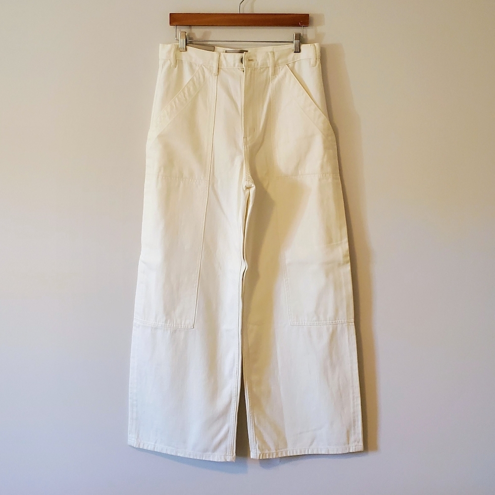 NWT Everlane The Carpenter Jean Relaxed Wide Leg Patch Pockets In Bone Size 30 - Picture 2 of 16